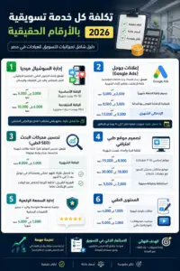 تكلفة كل خدمة تسويقية بالأرقام الحقيقية 2026